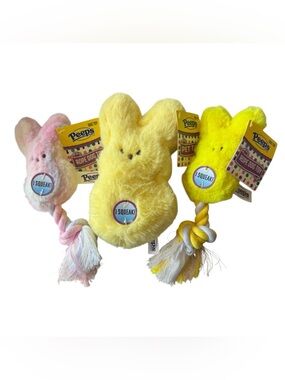 Peeps Plush Squeaker Rope Dog Toys and Peeps Plush Squeaker Toy Set